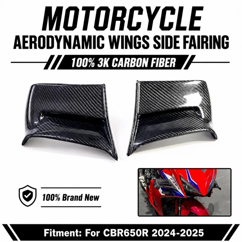 For Honda CBR650R 2024 2025 Carbon Fiber Aerodynamic Side Fairing Spoiler Wind Blades Racing Style Aero Winglet Motorcycle