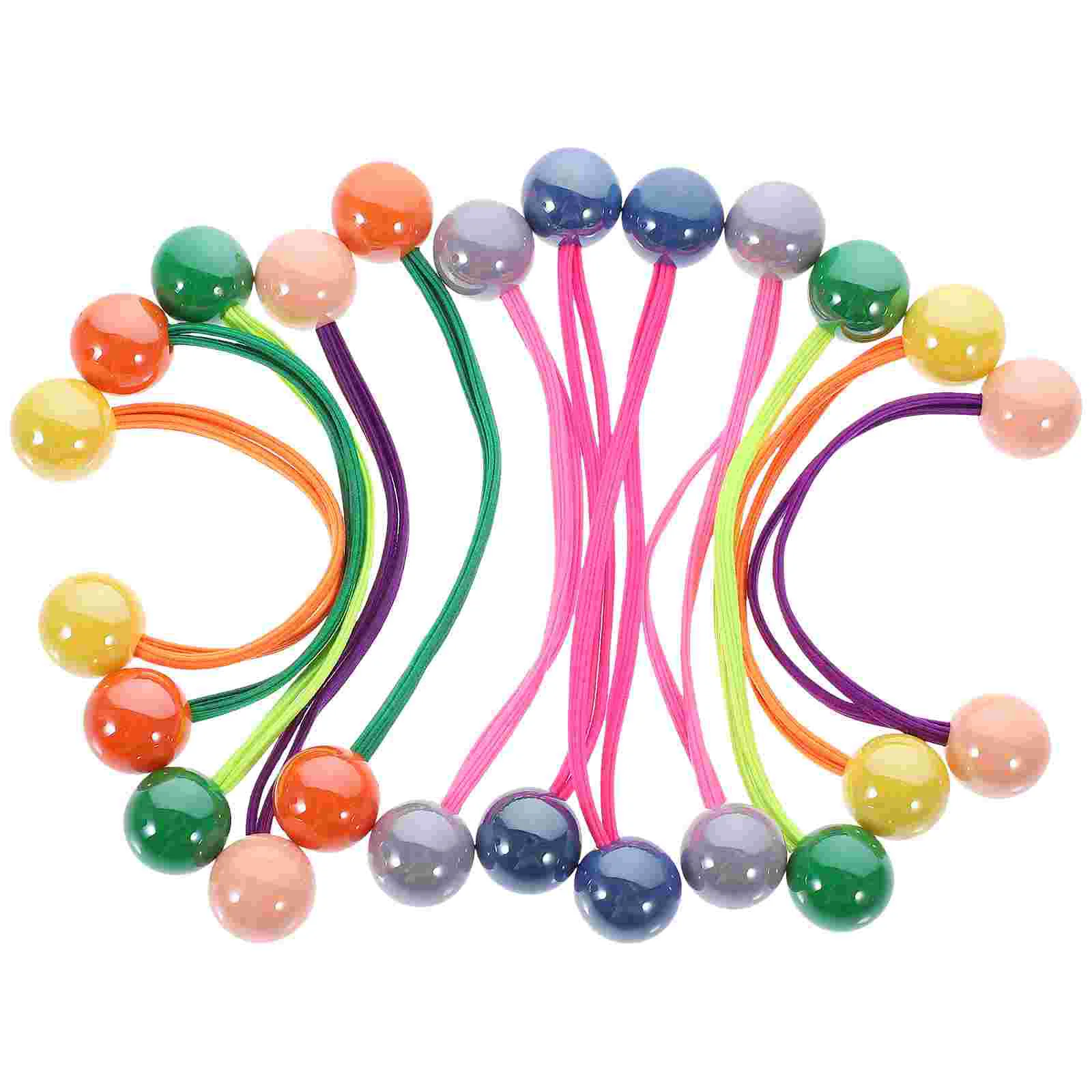 

12 Pcs High Elasticity Candy Color Ball Hair Band Double-headed Rubber 12pcs Rope Ponytails Ties with Balls Acrylic Girl