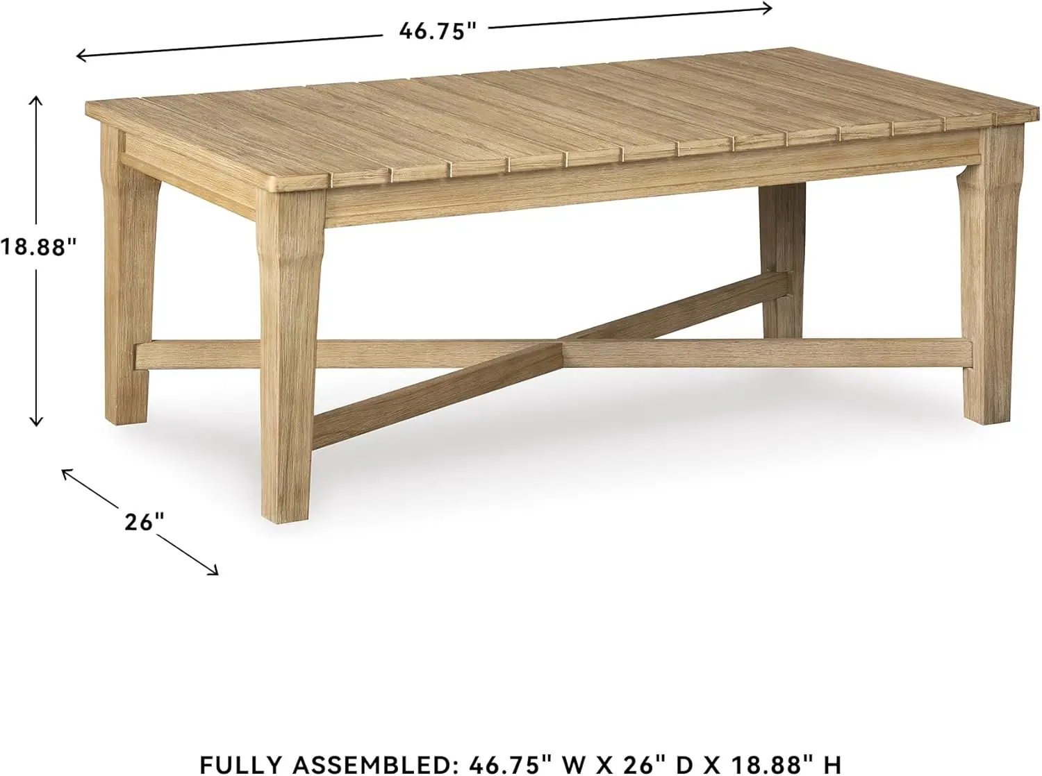 [New Arrival!]Outdoor Eucalyptus Carter Hall Patio Coffee Table, Beige