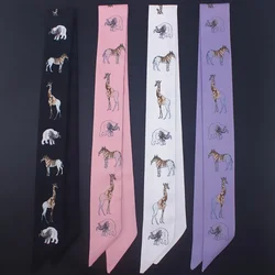 New Cartoon Animal Printing Small Ribbon Tie Bag Handle Silk Scarf All-match Hair Band Neckerchief Ribbon Hair Band Small Scarf