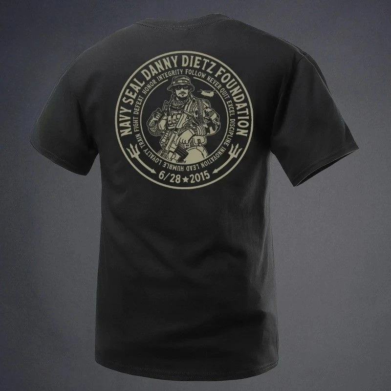 2026 American Men's Tough Guy New Tactical Print High Quality Men's Short Sleeve Crew Neck Comfortable Loose Tee