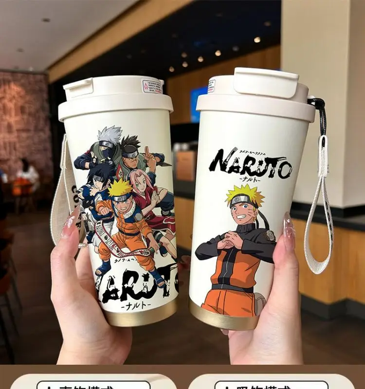 Naruto Uzumaki, Sasuke Uchiha, Sakura Haruno – Anime-Motiv, Edelstahl-Wasserflasche, tragbar, großes Fassungsvermögen, Becher mit Strohhalm. – Detail 1