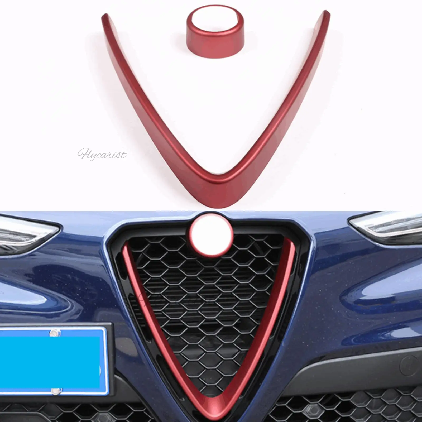 ABS Carbon Fiber Front V Shape Front Bumper Grille Cover For Alfa Romeo Stelvio 2017-2020