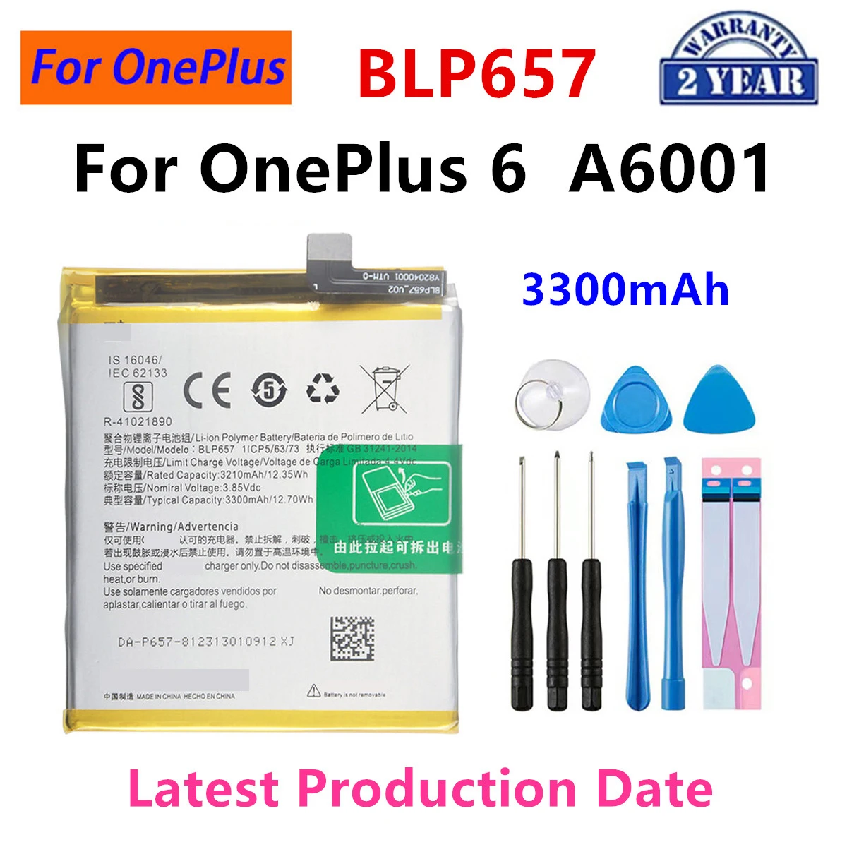 

100% Оригинальный BLP657 3300 мАч Сменный аккумулятор для OnePlus 6 A6001 подлинные новейшие продукты телефонные батареи + Инструменты