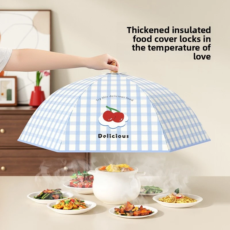 Foldable kitchen food cover for keeping food warm, dust-proof, and insect-, suitable leftover cold dishes, thickened for winter