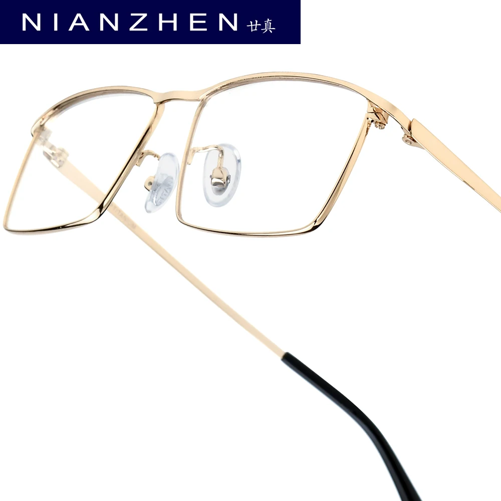 

NIANZHEN Titanium Alloy Eyeglasses Men Square Brand Design Glasses Frame Women Ultralight-Weight Retro Eyewear Spectacles 85517