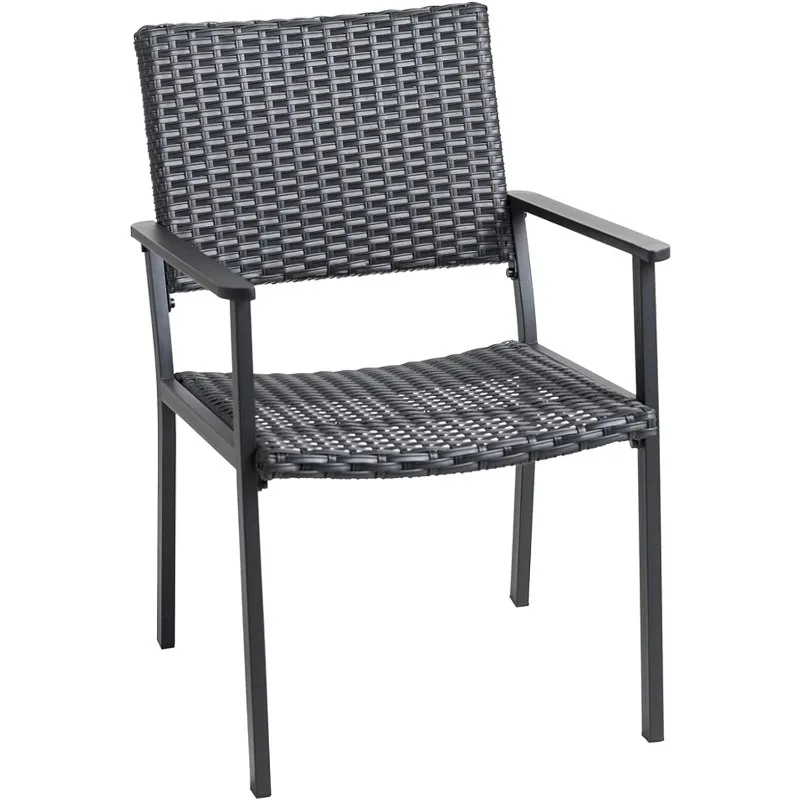 C-Hopetree Outdoor Dining Chair for Outside Patio Table, Metal Frame, All Weather Wicker