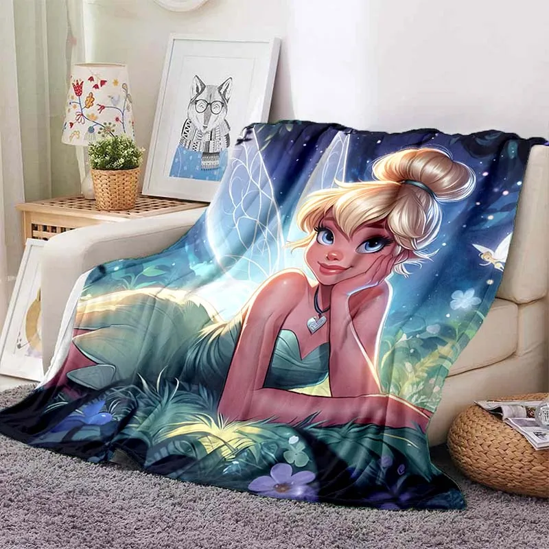 Disney Tinker Bell Printed Blanket for Home Travel Soft and Comfortable Blanket for Adults and Children Cartoon Warm Blanket