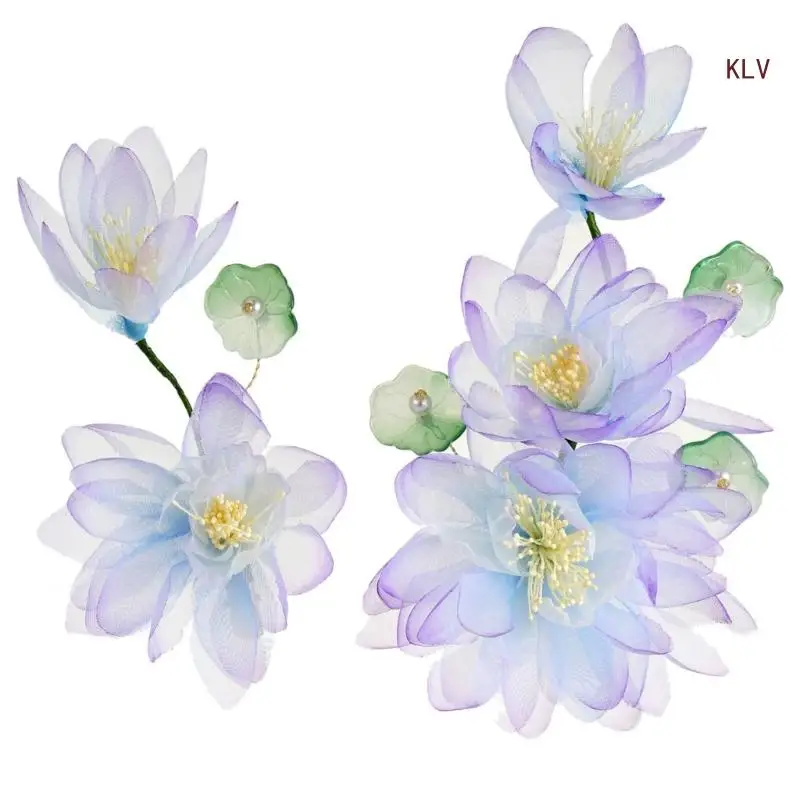 

Fabric Flower Hairpins for Bride Chinese Costume Hair Clip Side Hair Barrettes Elegant Side Pin Hair Ornaments