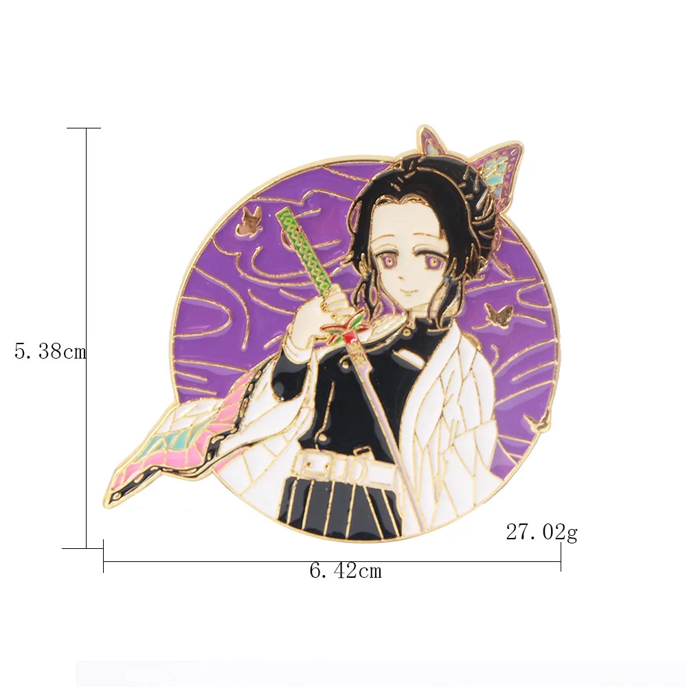 Japanische Anime Manga Demon Slayer Harte Emaille Brosche Abzeichen Rucksack Tasche Kragen Revers Brosche Pin Geschenke für Kinder Sammlung