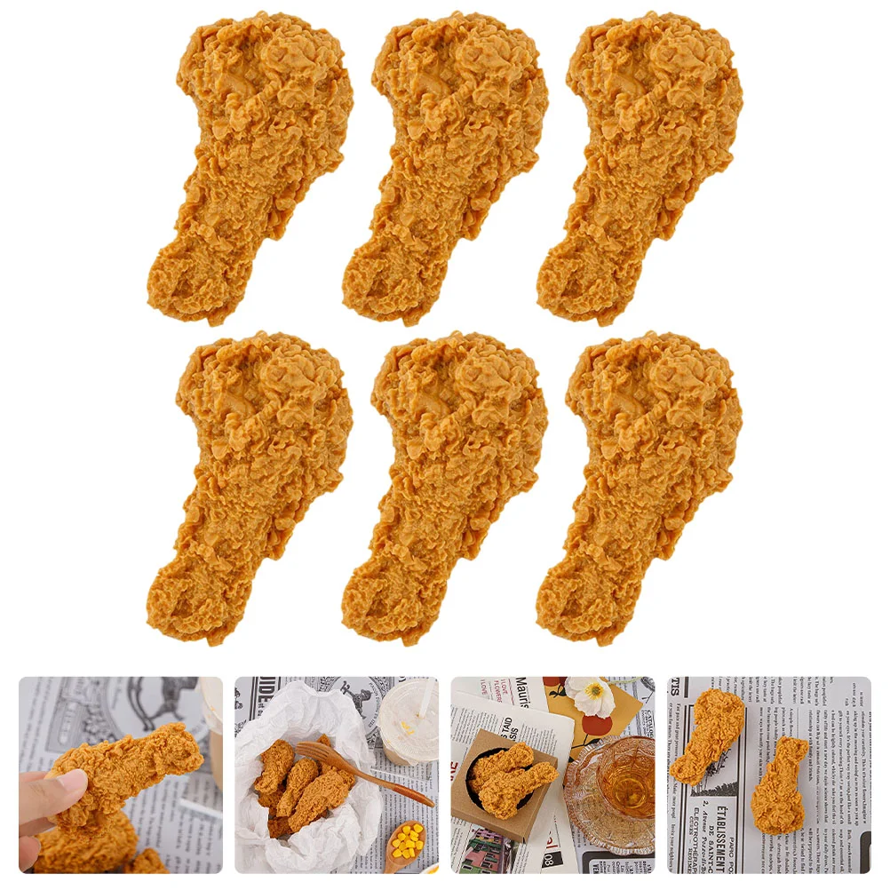 

6 Pcs Plastic Fried Chicken Leg Home Decor Display Model Photo Props Farmhouse Artificial Food Desktop Ornaments Decorate