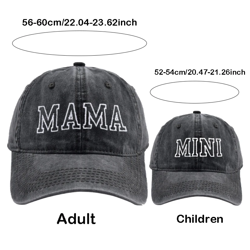 New Parent Child Hat Cute MAMA MINI Embroidered Baseball Hats for Women Girl Fashion Outdoor Sunscreen Hat Kids Casual Sport Cap