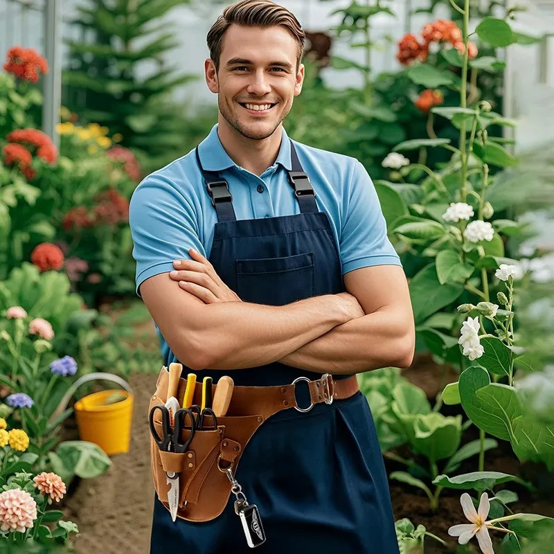 Leather Gardener Carry Pouch Florists Tool Belt Bag Gardener Holster Carpenter Holster  Adjustable PU Multi Pocket Storage Bag