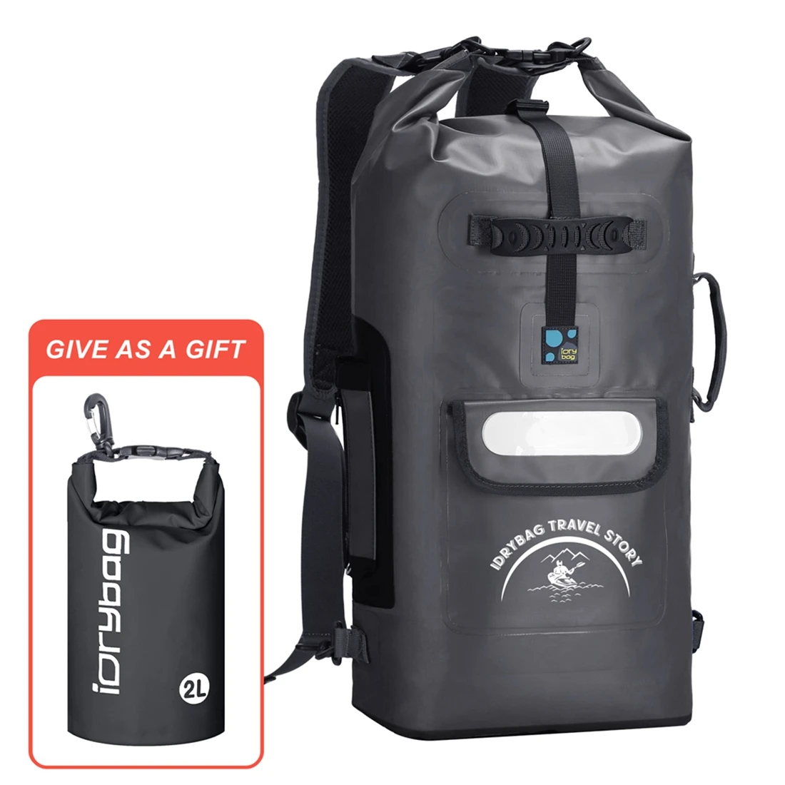 حقيبة ظهر IDrybag مقاومة للماء للنساء والرجال حقيبة جافة حقيبة ظهر للتخييم والرياضة والتجديف وركوب القوارب على الشاطئ وCanyoning 20L/30L/40L