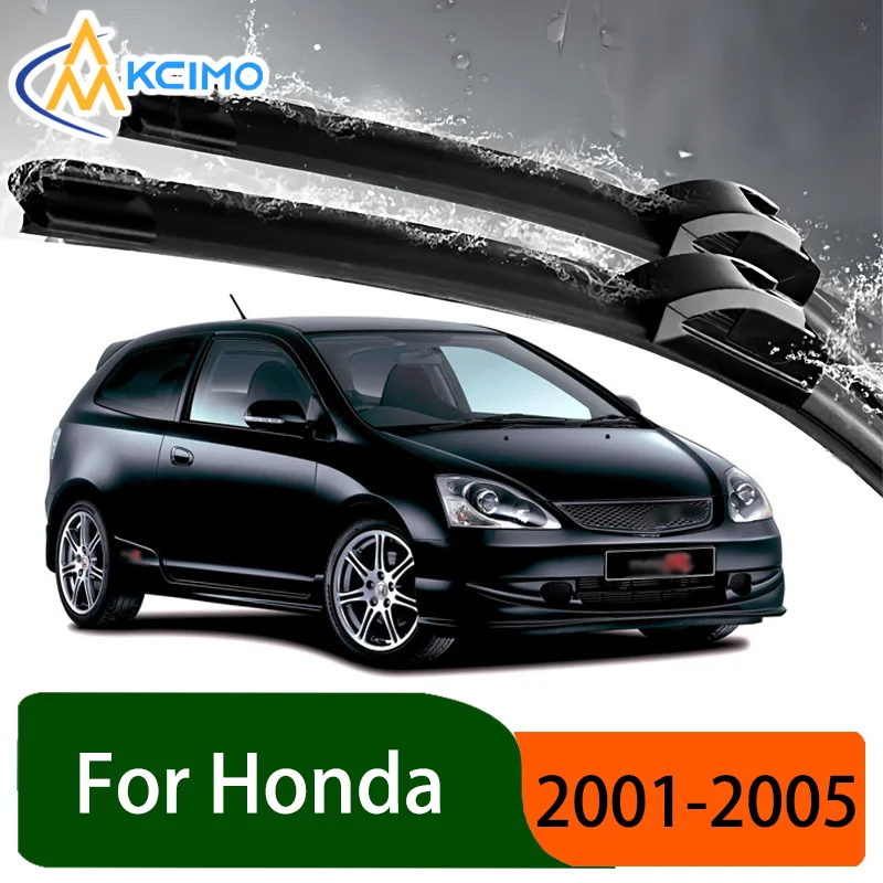 

Silent Black Front Wiper Blades Set for Honda Civic 7 2001-2005 2002 2003 Auto Windscreen Windshield Window Wiper Accessories