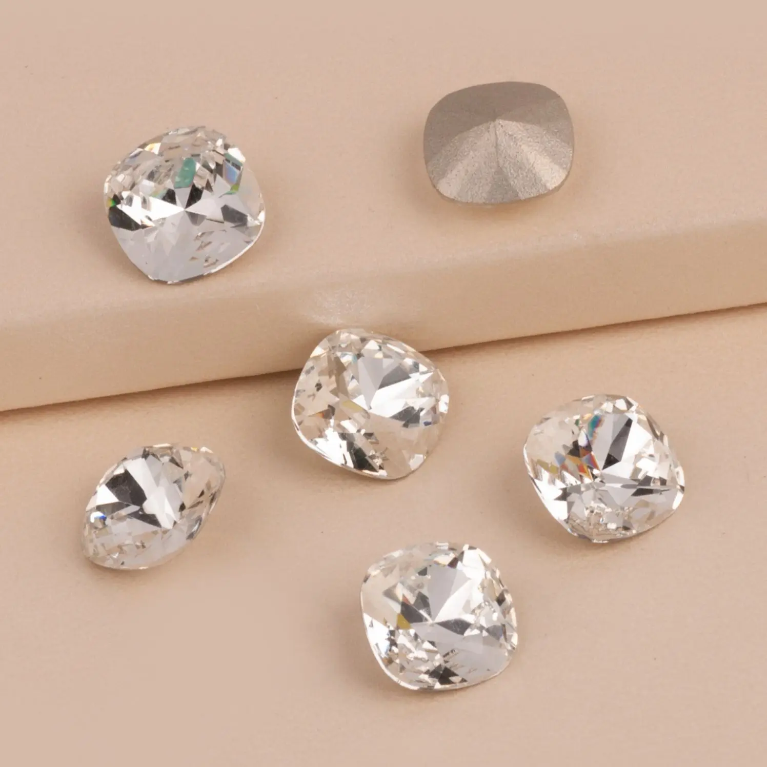 8mm K9 Glass Crystals Pointback Nail Art Stones Cushion Cut Shape Rhinestones for Clothes Bags DIY Jewelry Decoration