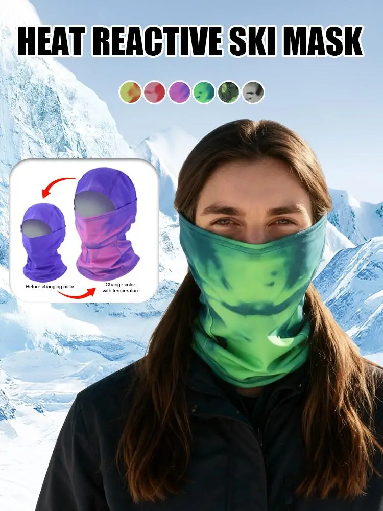 AliExpress NONE NEW Winter Warmth Temperature Sensitive Breathing Color Changing Balaclava Mask Outdoor Headgear Gradient Color Changing Thermal