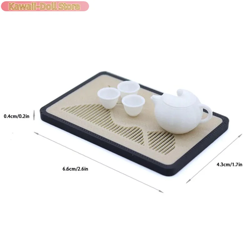 1/12 دمية إبريق الشاي الصغير فنجان الشاي استنزاف مجموعة صينية نموذج دمية المشهد الصغير اكسسوارات الديكور التظاهر اللعب اللعب