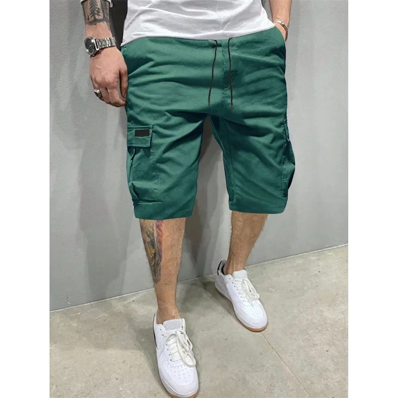 2025年夏新作 メンズ 無地 ルーズ ストレート 多ポケット カーゴショーツ メンズファッション 速乾 カジュアル ビーチショーツ