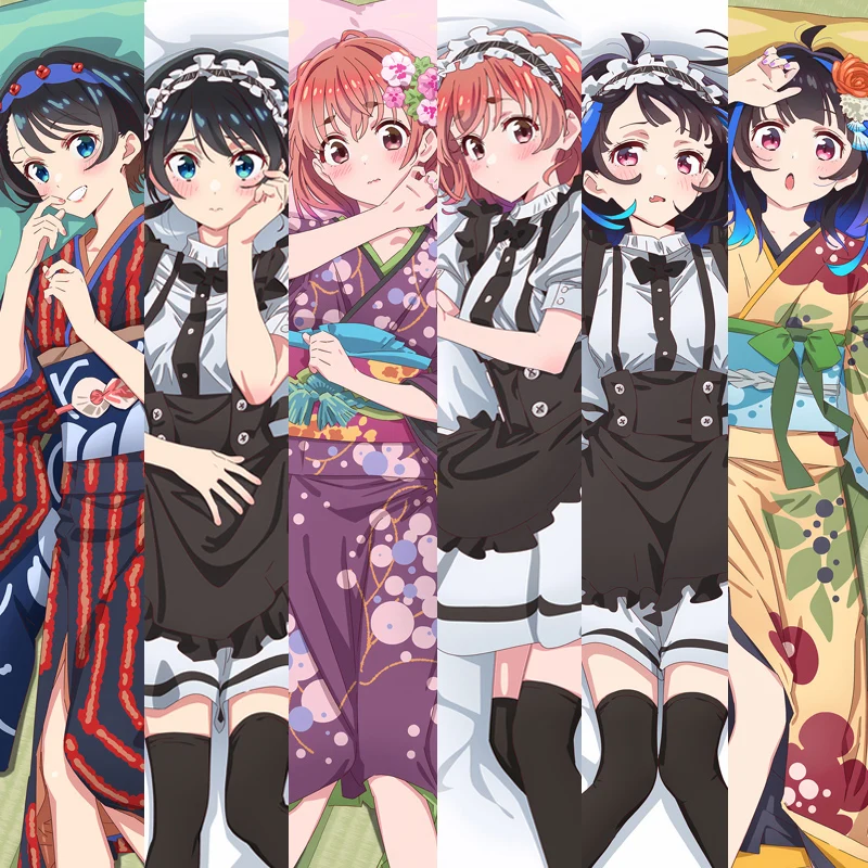 Funda de almohada de cuerpo de Anime Dakimakura, alquila una novia, Ruka Sarashina Sumi Mini Yaemori, almohada de 2 vías Tricot
