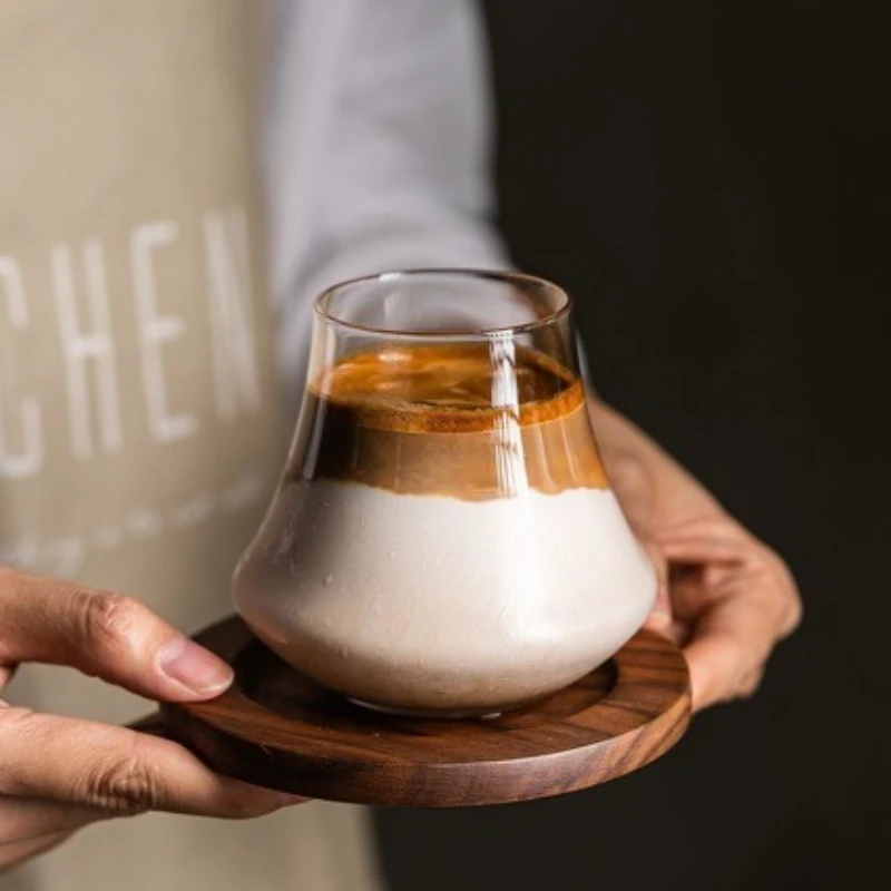 Mount Fuji Shape Glass Coffee Cup Ins Style Transparent Volcano Mug Aesthetic Glassware for Latte Flat White Home Bar Use