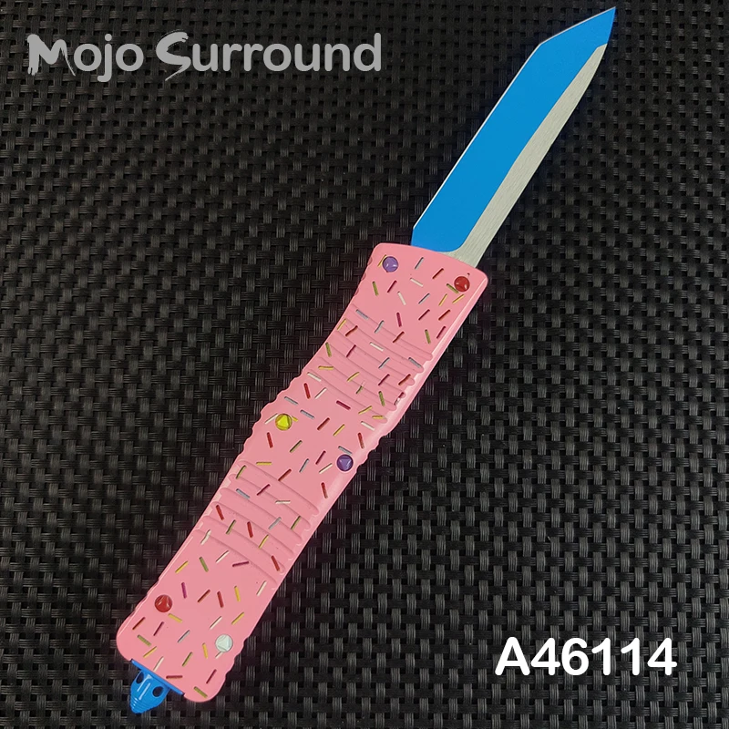 Micro couteau de poche UT70 Troodon Dessert Kokor matut rose Tanto à double tranchant, module D/E, autodéfense, survie, chasse, A46