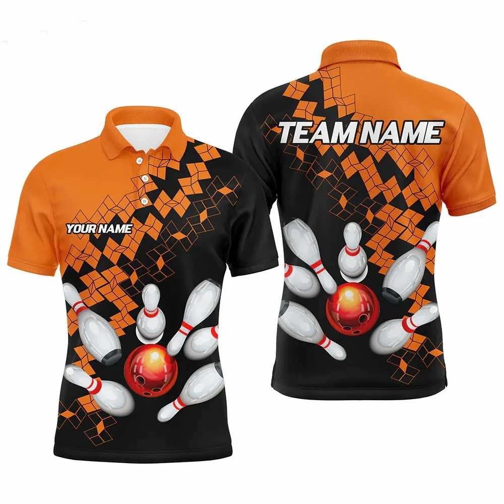 Fire and Water Bowling Ball Pins Jersey Polo Shirt 3D print Men's Custom Flame Bowling Team Jerseys Gift for Bowling Lovers Tops