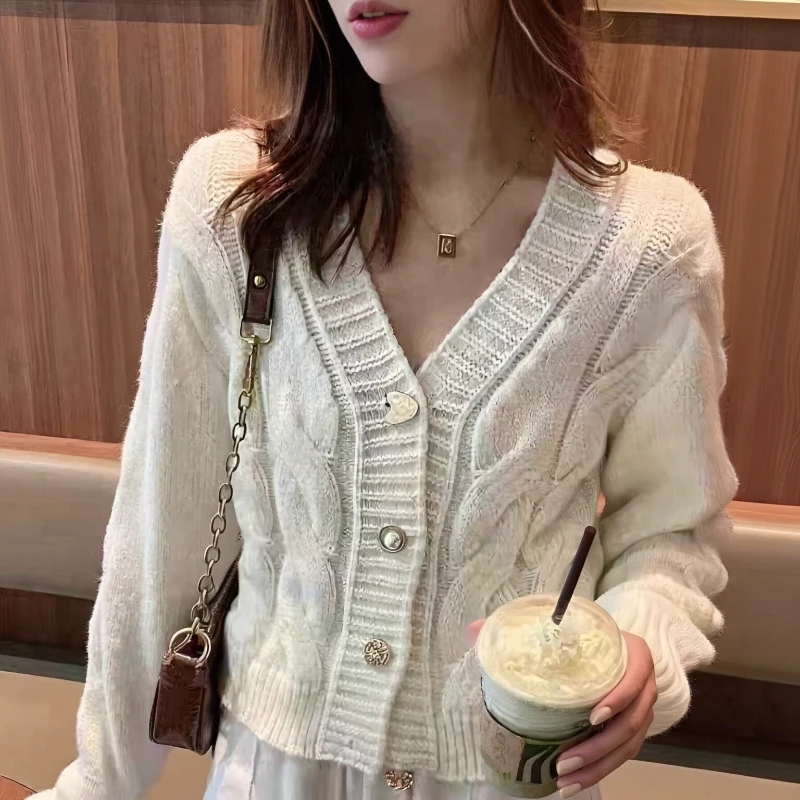 

Осенний новый женский кардиган на пуговицах с длинными рукавами, модный однотонный повседневный зимний женский трикотаж, куртка, топ
