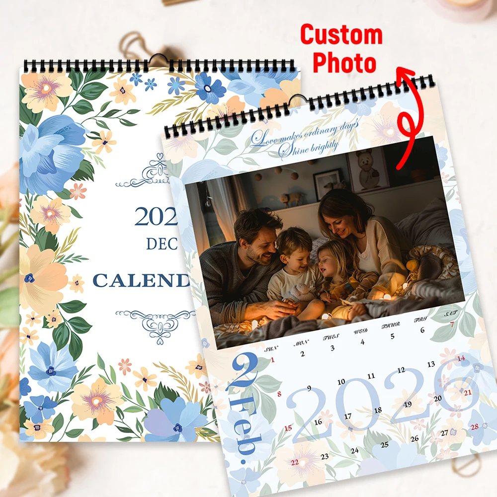 Calendario personalizzato 2026 da 1 pezzo - Calendario da parete personalizzato Carica 6 foto Calendario da parete Compleanno, Natale, regalo di Capodanno
