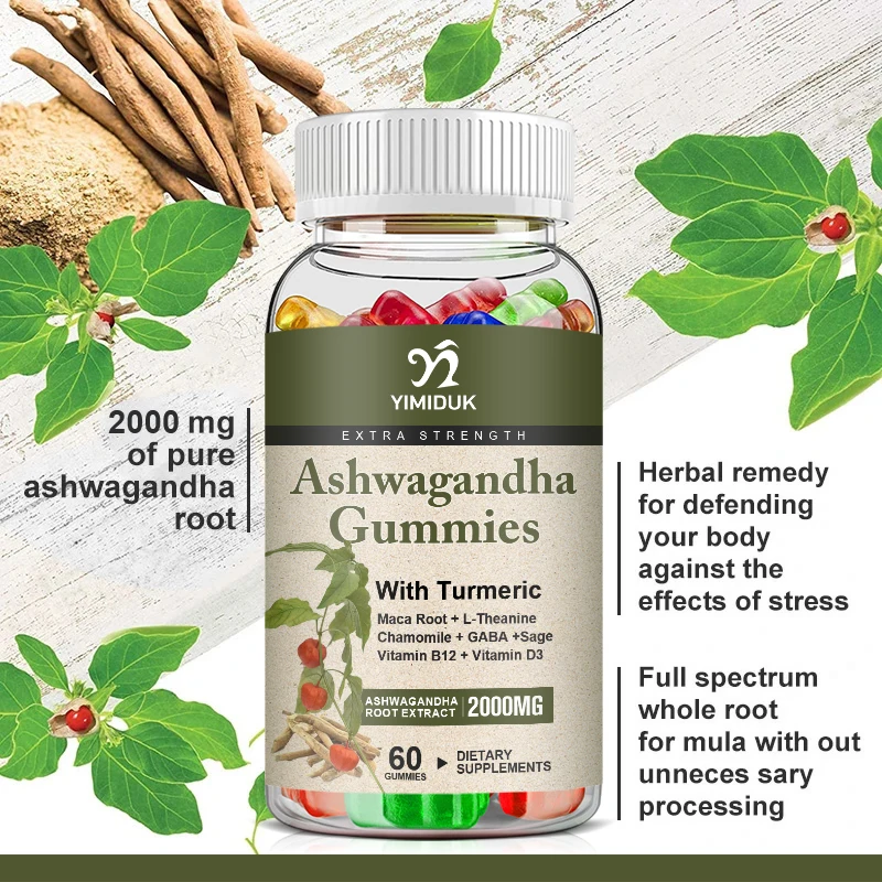 Ashwagandha Gummies Improving Mood Reduce Stress Better & Longer Sleep Support Stronger Immune System Health Food