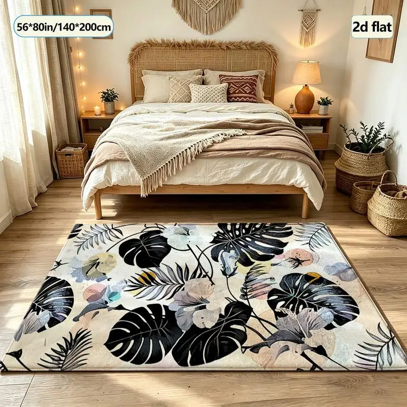 Vintage Tropical Monstera Leaf Carpet Flooring Nature Art Home Decoration Living Room Bedroom Floor Area Rug view 2