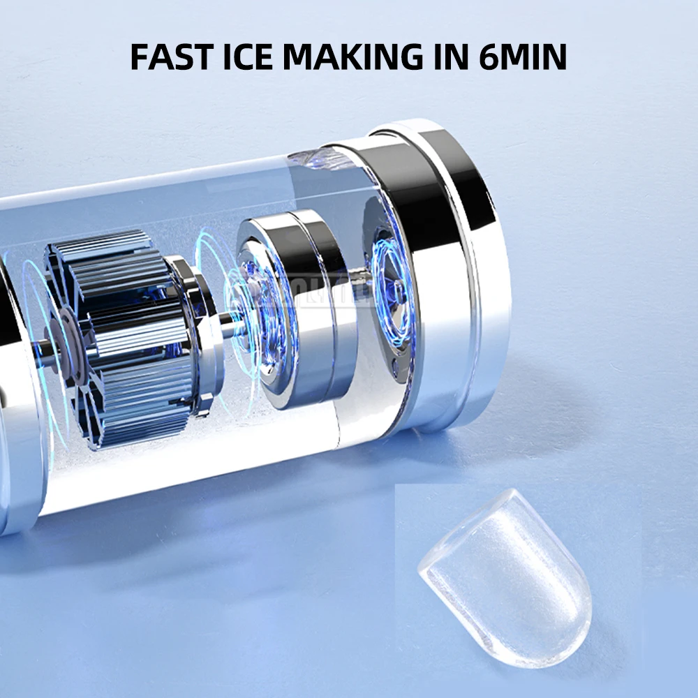 キャリングハンドル付きポータブル製氷機,9キューブ,6分で準備完了