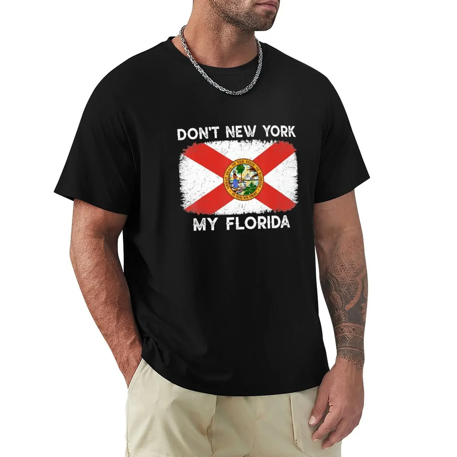 New York yok benim Florida bayrağı T-Shirt kawaii giyim spor hayranları erkek giysiler
