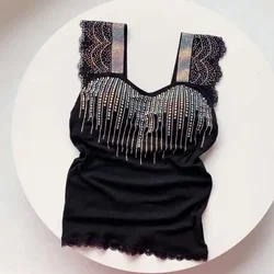 rhinestones tanks tops women sexy bling blng gemstones tanks women padded camis sleeveless top women