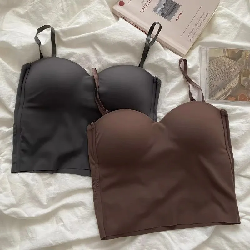 Heiße Mädchen Dünne Abschnitt Doppel Straps Einfarbig Hosenträger Innen Sport Weste Sexy Oberbekleidung Boden Schlanke Frauen Crop Tops Bh – Detail 8
