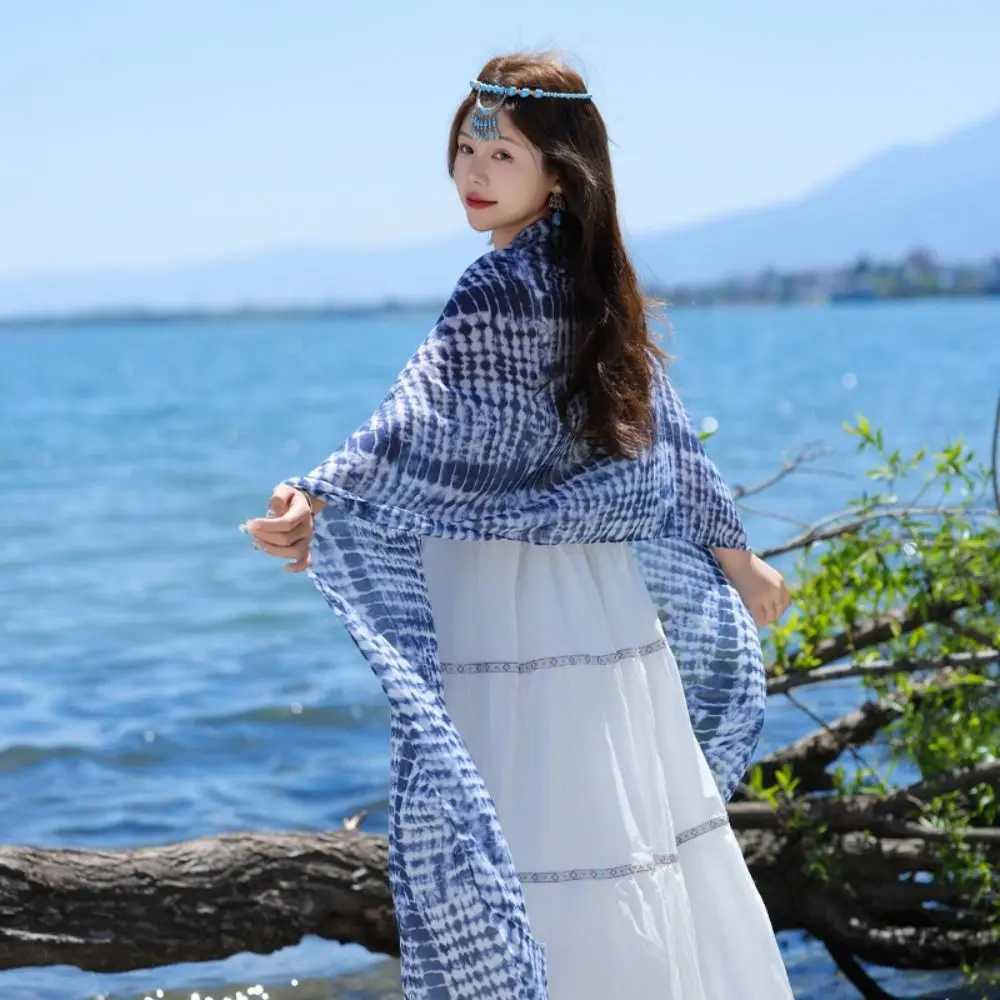 

Casual Sun Protection Ethnic Style Shawl Wraps Elegant Sunscreen Shawl Floral Large Beach Scarf Beach