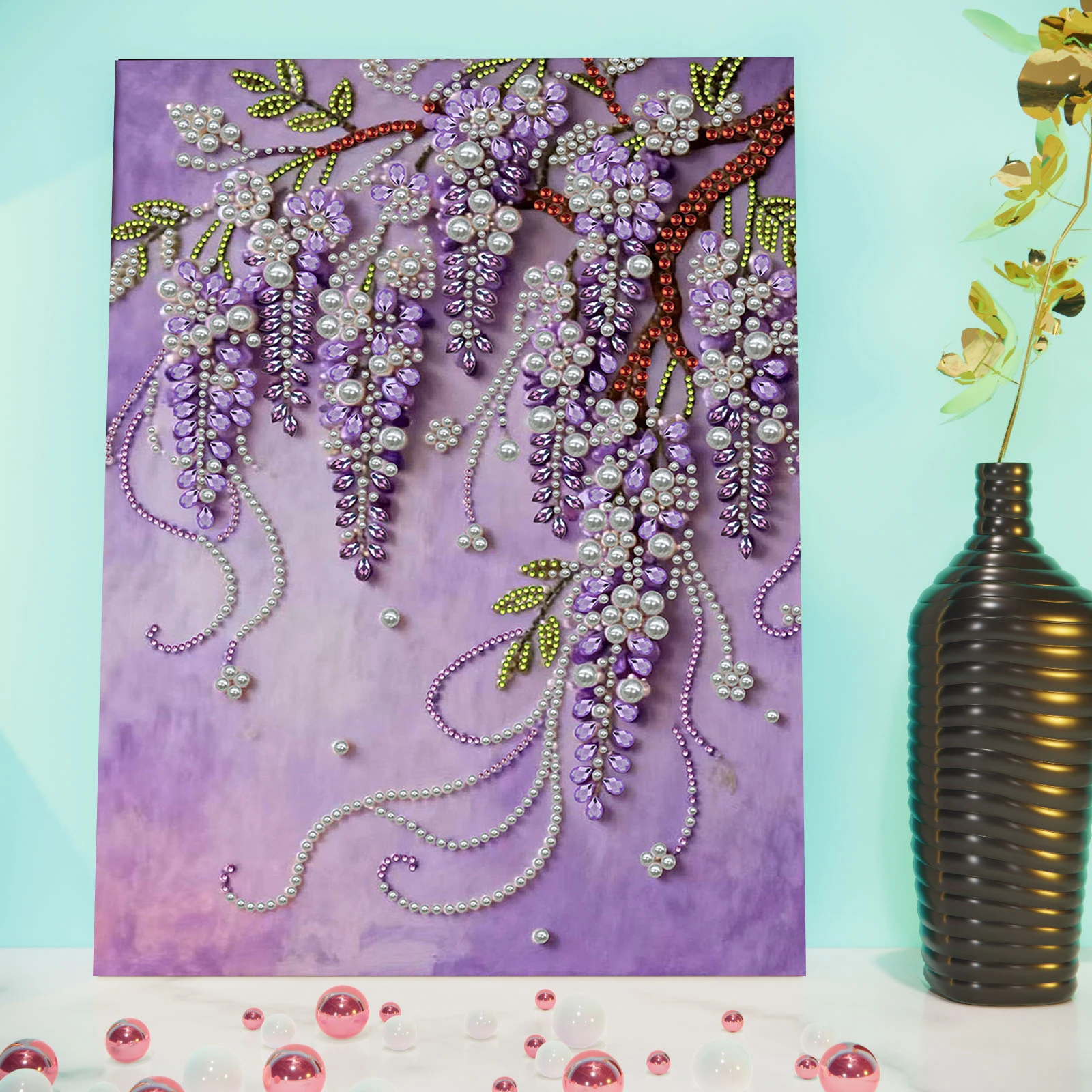 

Violet DIY Pearl Painting Kit With Frame for Adults Beginners Home Decor 30x40cm