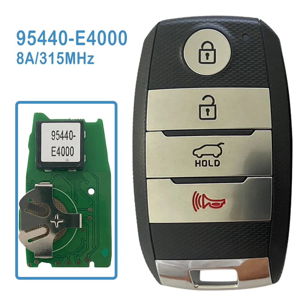 

95440-E4000 Smart Remote Car Key CQ0FN00100 4 Buttons 315MHz 8A Chip Key Fob For Kia Soul 2014 2015 2016