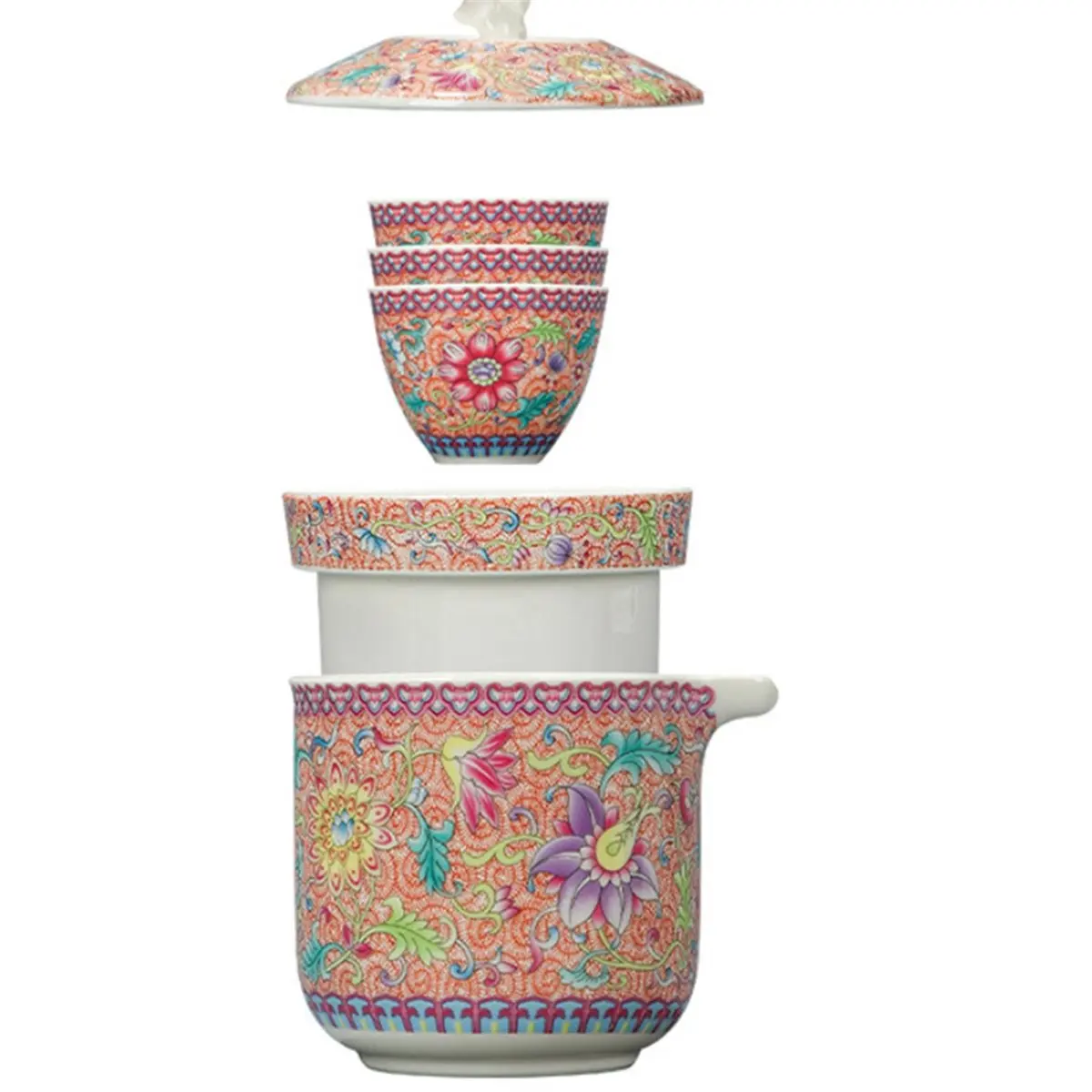 INABEZ Set of High-End Portable Travel Tea Set, Quick Guest Cup One Pot,Three Cups, Tea Cup Tea Set, Outdoor Tea Maker