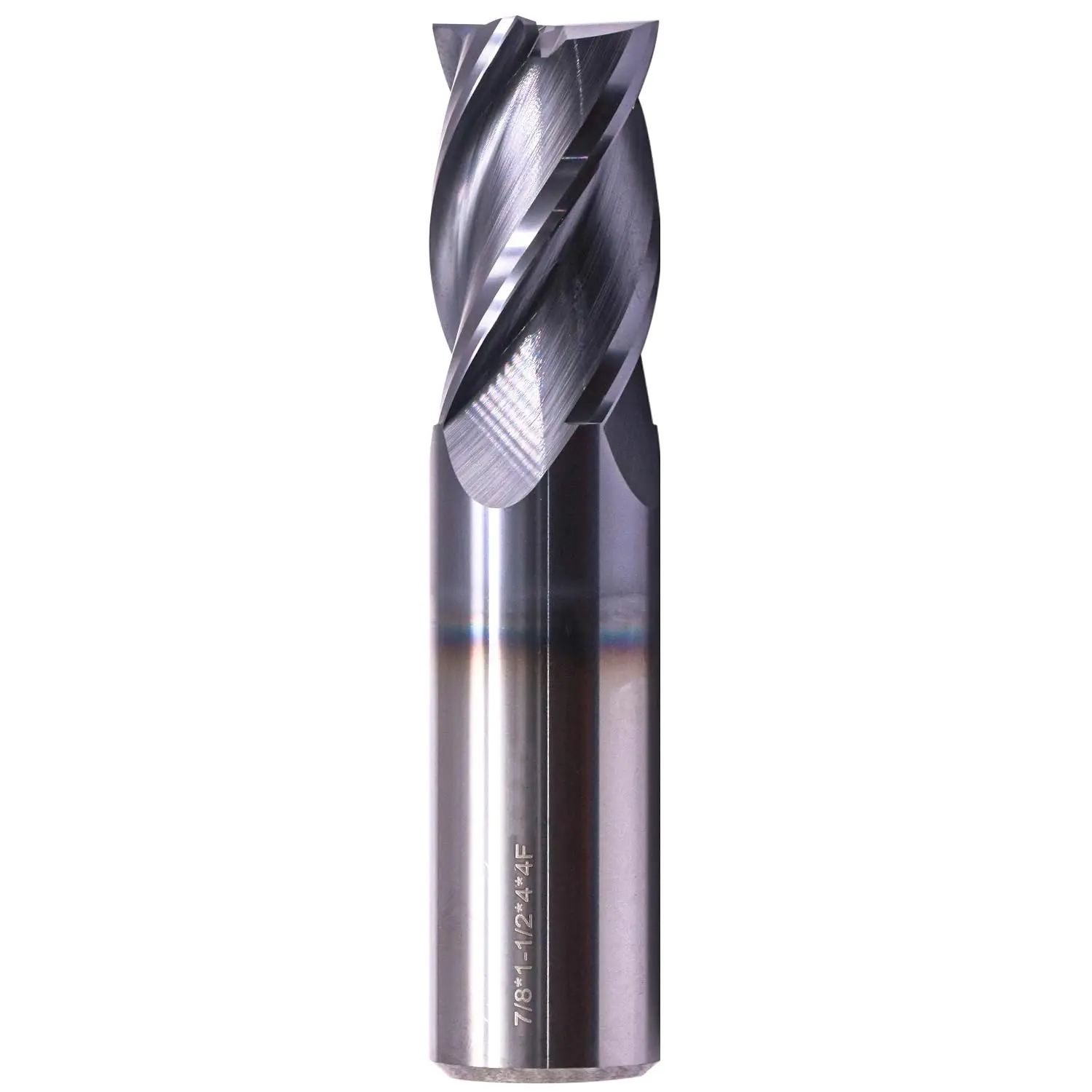 

7/8" Solid Carbide Square End Mill - AlTiN Coated, 4 Flute, 30° Helix, 7/8" Cutting, 7/8" Shank, 1-1/2" LOC, 4" OAL