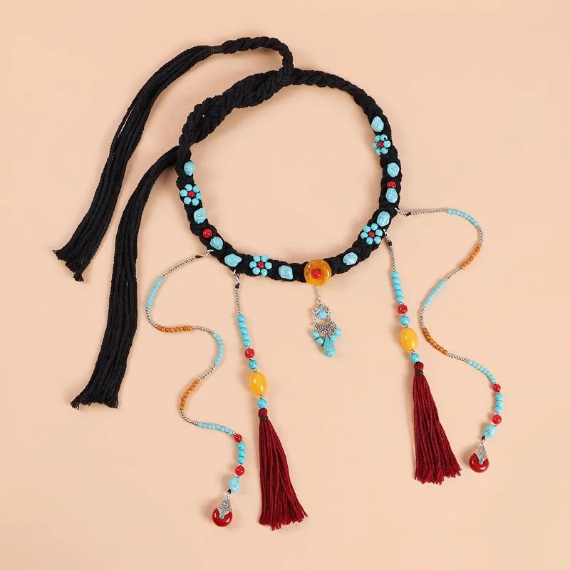 

Chinese Tibetan Tassel Woven Headwear