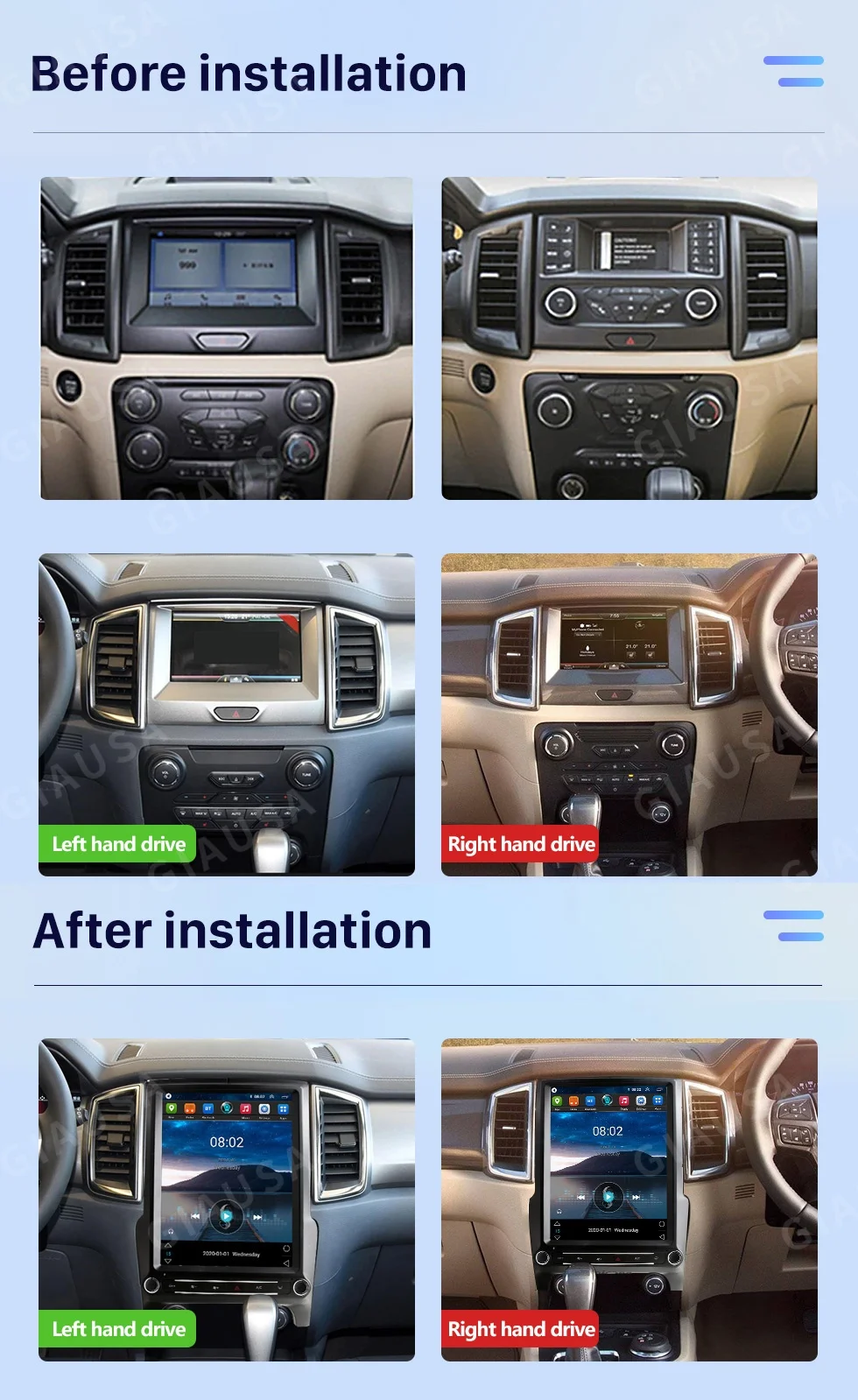 Android 14 Carplay Auto Car Radio 13.3'' For Ford Everest Ranger 2016-2021 Automotive Multimedia Screen Bluetooth GPS Head Unit