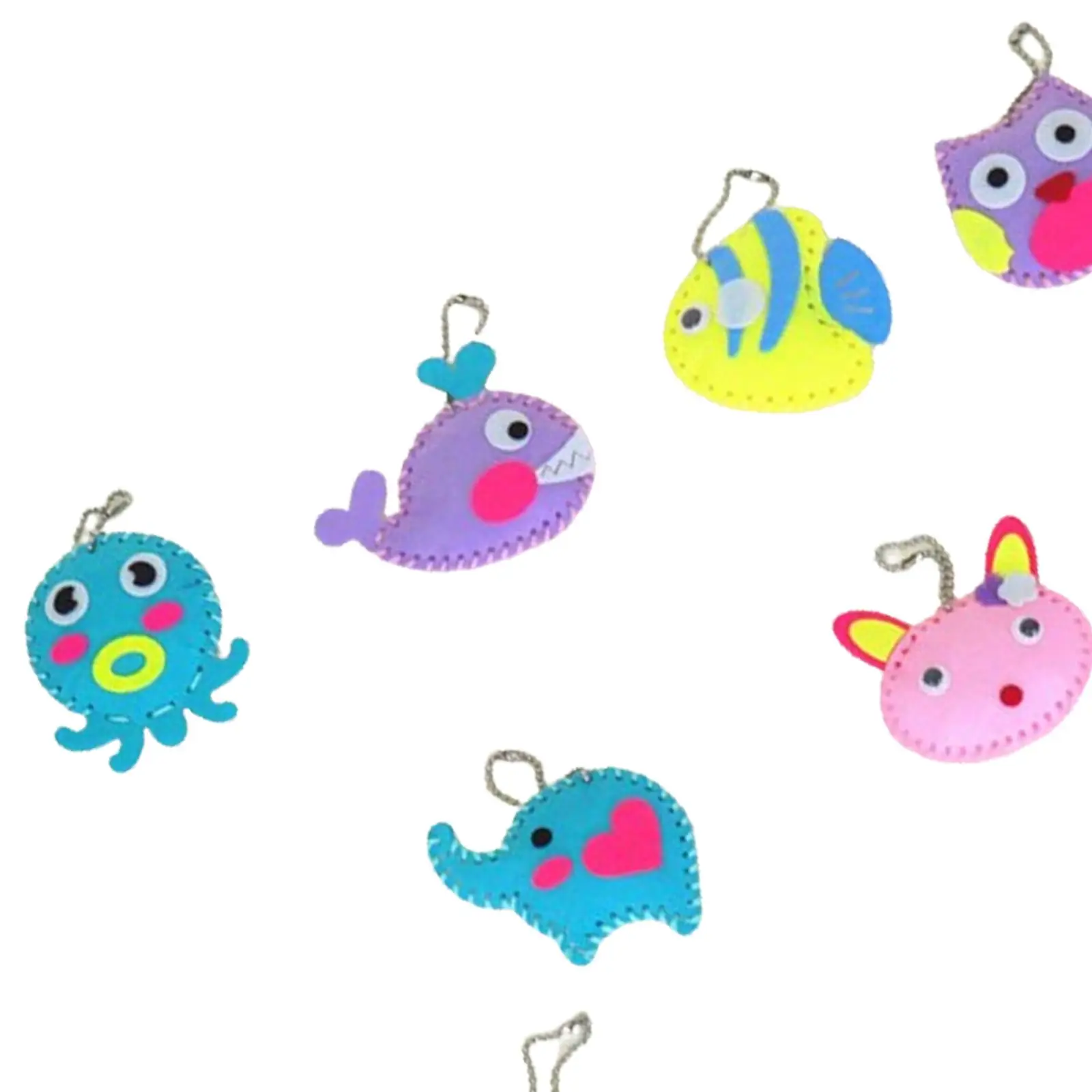 8 Pieces Kids Sewing Kit Cartoon Animal Pendants DIY Craft for Halloween