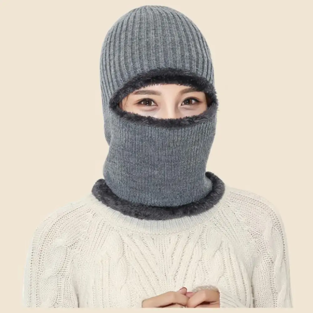 عارضة الصوف المرجاني الشتاء بيني قبعة حماية الأذن تنفس محبوك قبعة يندبروف معطف شتوي قطعة واحدة قبعة وشاح