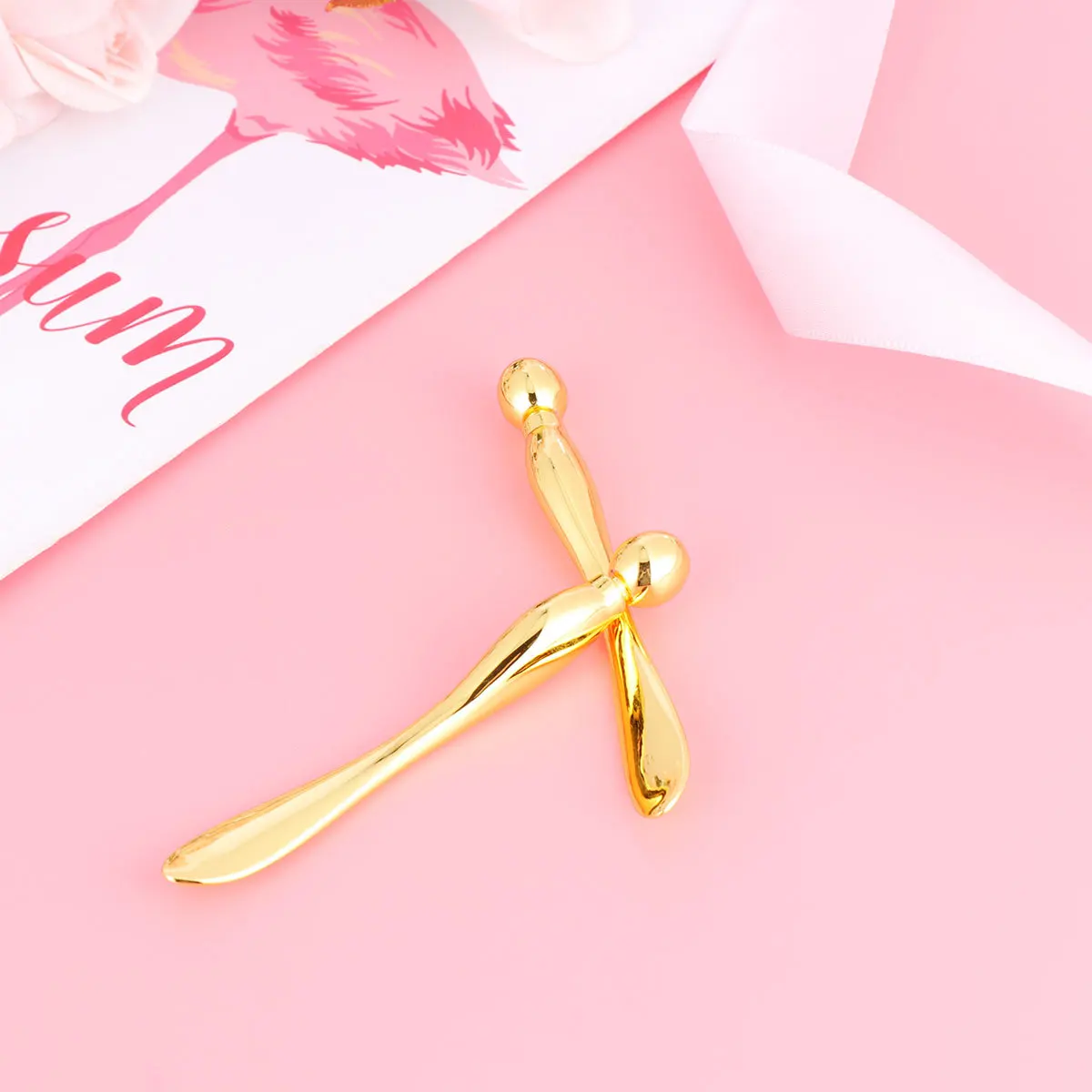 

2pcs Massage Stick Alloy Dual-Ended Skin Care Tool Portable Cream Spoon For Eye Cream Eye Stick Gold Face Massage Tool