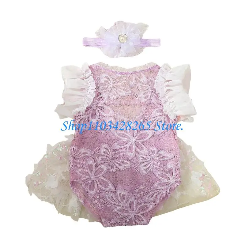 

Детские девочки фото наряд для подъема вязаная кружевное комбинезон и эластичный портретный студийный костюм для новорожденных