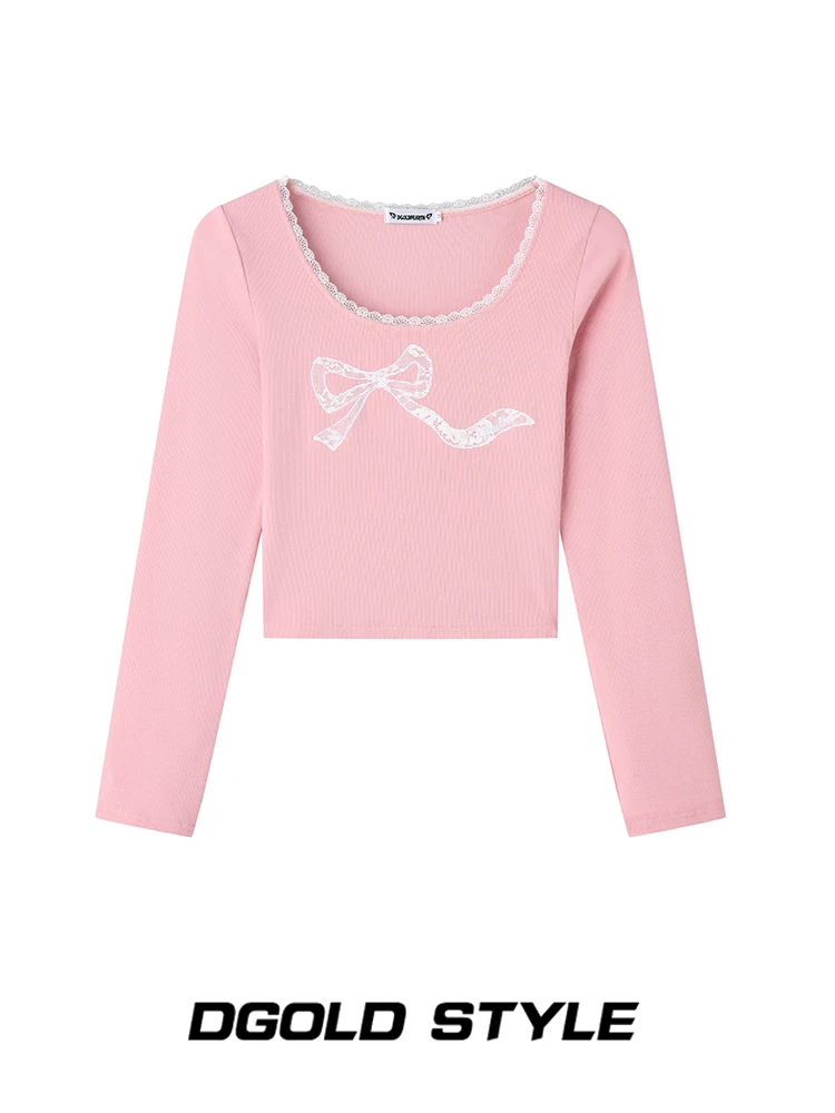 

Белая женская футболка White Little Fi Original Sweet Spicy Slim Fit с длинным рукавом, базовый слой для весны и осени