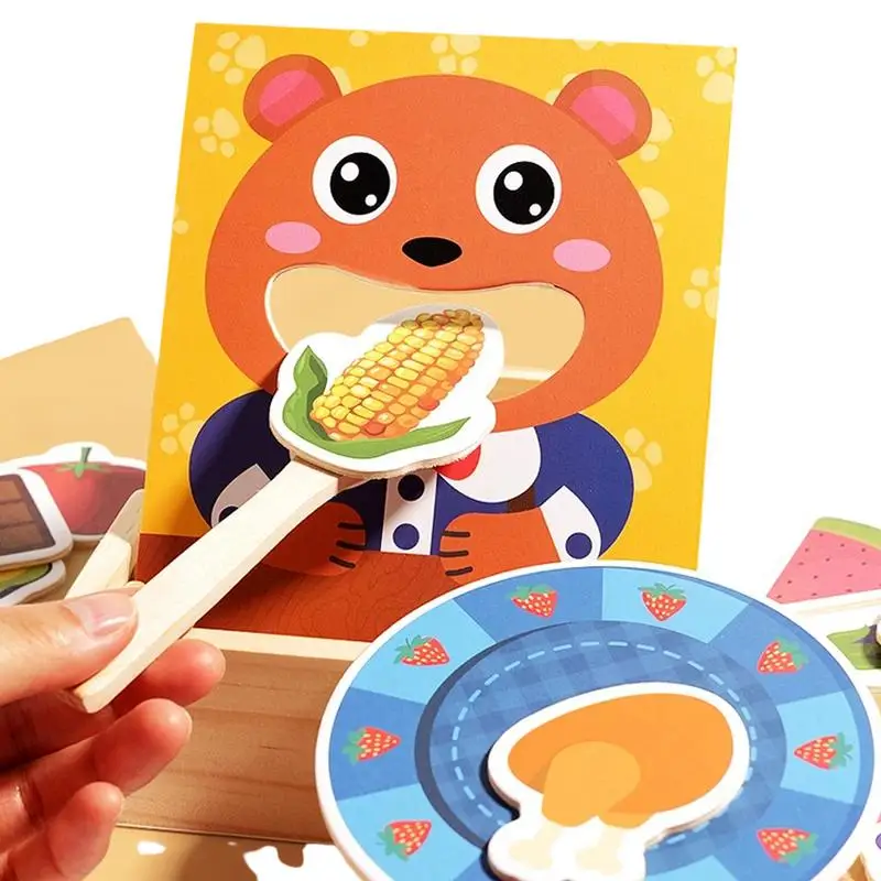 

Wooden Feeding Toy Wooden Feeding Toy For Toddler Ages 3 Motor Skills Wood Educational Game Pretend Food Set For Boys Toddler &