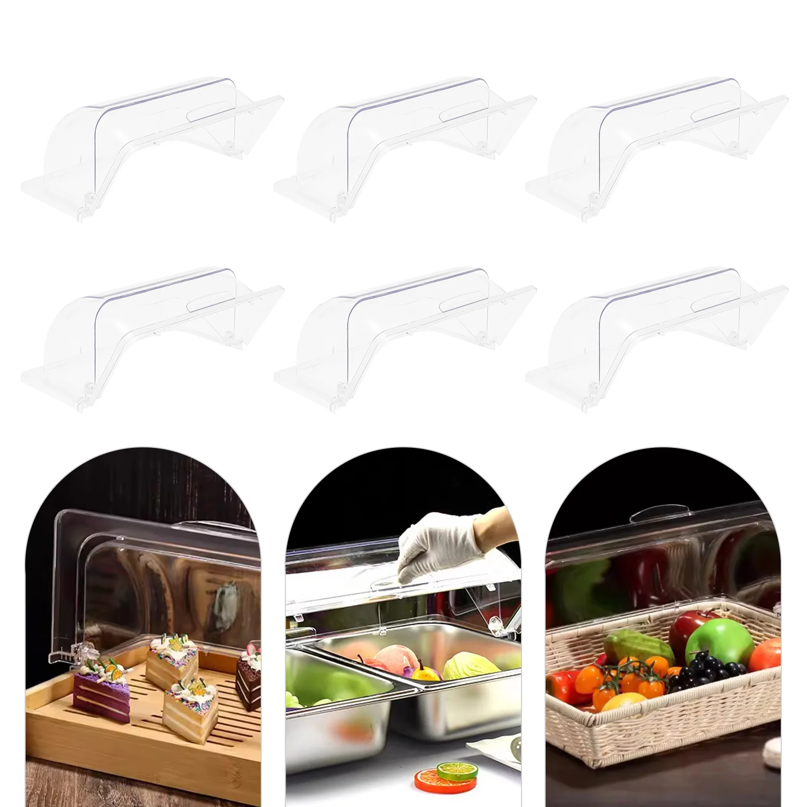 

6 Packed Transparent Stove Cover Food Dustproof Cover (Suitable For 1/2 Stove) For Home Restaurant Cook, Home Kitchenware