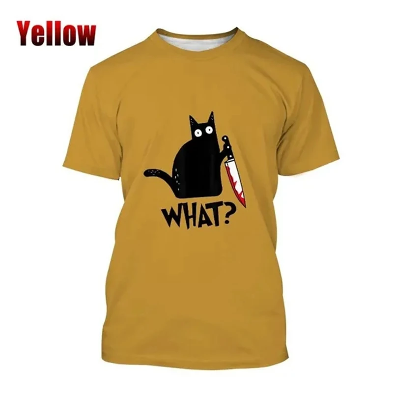 New Fashion Funny Cat What 3D Printing Men's Short-sleeved T Shirts Men And Women Summer Casual O Neck T-shirts Animal Cat Tops